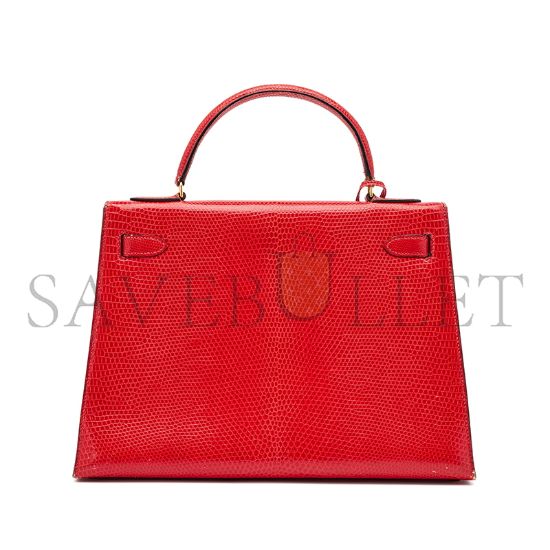 H**mes master flag red lizard kelly 28 gold hardware (28*22*10cm)